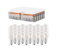 OSRAM LED BASE A60, paquete de 40 bombillas, reemplaza bombillas incandescentes tradicionales de 60W, 6.5W, blanco cálido (2700K), vidrio mate, no regulable, forma de bulbo, E27