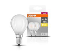 Osram Bombilla LED a gota E14 4,2 W 827 mate – juego de 2 unidades