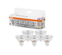 Osram Bombilla LED MR16 BASE – Pack de 5, 3.8W 2700K GU5.3, baja tensión, vidrio mate, no regulable