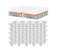 OSRAM LED BASE MR16, paquete de 50 bombillas de baja tensión, reemplaza bombillas reflectoras tradicionales de 35W, blanco cálido (2700K), 3.8W, casquillo GU5.3, vidrio mate, no regulable
