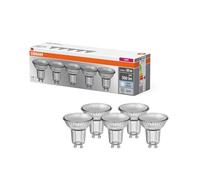 Osram Lámpara LED reflectora GU10 LED BASE PAR16 50, blanco frío 4000K, reemplazo 50W, caja de 5