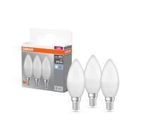 OSRAM LED Classic B40, lámpara LED de filamento esmerilado en vidrio para E14, forma de vela, blanco frío (4000K), 806 lúmenes, sustituye a las bombillas convencionales de 40W, caja de 3