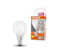 OSRAM LED Star Globe en forma clásica de mini bola, 5,5 W / 806 lm, 4000 K para luz blanca fría, CRI 80, fabricada en vidrio esmerilado sin plomo, casquillo E14, IP20 45 mm de diámetro.