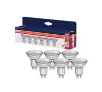 OSRAM LED Star VALUE PAR16, paquete de 6 bombillas, reemplaza bombillas reflectoras tradicionales de 50W, blanco cálido (2700K), 4.3W, casquillo GU10, vidrio filamento, no regulable