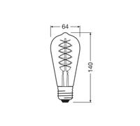 OSRAM LED Vintage 1906 Edison, gris, E27, 7,8 W, 818, atenuable. EC:EPREL:1213080