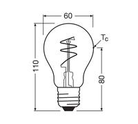 OSRAM LED Vintage E27 4,6W 2.200K Filamento en espiral claro atenuable EC:EPREL:1854809