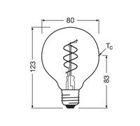 OSRAM LED Vintage G80 E27 8W 922 Filamento en espiral dorado atenuable EC:EPREL:1854788