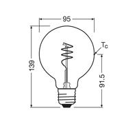 OSRAM LED Vintage G95 E27 3,4W 827 Filamento espiral oro EC:EPREL:1854783