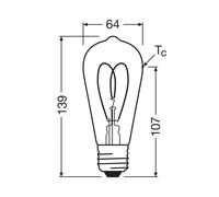 OSRAM LED Vintage ST64 E27 7,2W 927 Corazón Filamento claro atenuable EC:EPREL:1854786