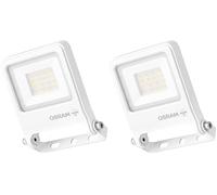 OSRAM Proyector LED ENDURA FLOOD PC de 10 W, blanco cálido de 3000 K, 1000 lúmenes, IP65, material reciclado, soporte de montaje de 180°, blanco (Paquete de 2)