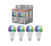 OSRAM SMART+ RGBW, lámpara LED E27 con Matter over Wifi, especialmente diseñada para ALEXA - configuración fácil con un clic, reemplaza 100W, 2700-6500K, 16 millones de colores RGB, paquete de 4