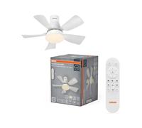 OSRAM Ventilador de techo LED Leste, blanco, 21 W, 1.200 lm, 3000/4000/6500 K, 445 mm, ángulo de haz 110°, vida útil 20.000 h, IP20, regulable, mando incluido