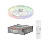 OSRAM Ventilador de techo LED, silencioso, control remoto | Ceiling fan Bayamo, Ceiling Fans with Lighting, Blanco|Negro, 590 mm dia, 50000 h, Paquete de 1