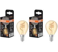 OSRAM Vintage 1906 Classic es una regulable de color blanco cálido en forma de miniesfera con filamento en espiral. Ofrece 4,9 W para 470 lm, casquillo E14, cristal dorado, 45 mm de diámetro, 2200 K.