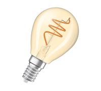 OSRAM Vintage 1906 Classic es una regulable de color blanco cálido en forma de miniesfera con filamento en espiral. Ofrece 4,9 W para 470 lm, casquillo E14, cristal dorado, 45 mm de diámetro, 2200 K.