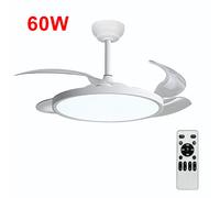 Ostark Ventilador de Techo con Luz LED Retráctil 106cm, 4 Aspas, Alto Caudal de Aire, Motor DC, Control por Mando a Distancia, Temporizador, 6 Velocidades, 3 Temperaturas de Luz, Función c