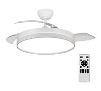 OStarkDom Ventilador de Techo con Luz LED Retráctil 106cm, Motor DC 30W + Luz LED hasta 60W (Potencia Total 90W), Sin APP, Control por Mando a Distancia, 6 Velocidades, Temporizador, 3 Temperaturas de