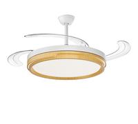 OStarkDom Ventilador techo 96W con luz 66W+30W de Motor DC,Silencioso con Mando a Distancia y Palas Retráctiles Interiores Plafón lluminación función verano-invierno+Control APP (Madera Nielo) b