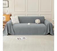 OstepDecor Funda para sofá de chenilla, 1/2/3/4 plazas, resistente a los arañazos, para perros y gatos, antideslizante y apta para bebés, color gris oscuro, 180 x 300 cm