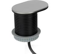 Otio, Bloque Deslizante Empotrable 16 A + USB A+C Acero Inoxidable, Potencia Máxima 3680 W, Cable de 1,9 m, Enchufe Plano con Anillo, Perforación Ø 60 mm