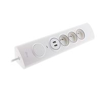 Otio - Regleta 3P 16A de esquina + 1P 16A lateral + Protector contra sobretensiones precableado 2 USB