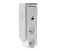 Otio - Regleta con Clip Gekko - 2 enchufes + 2 Puertos USB - Blanco