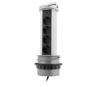 Otio, regleta de enchufes Schuko de 4 salidas 16A para empotrar, color negro, diseño compacto y elegante, para oficina o cocina, fácil instalación, deslizamiento vertical, máx. potencia 3680W