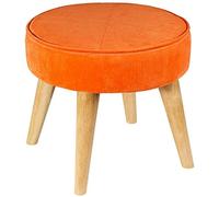 Otomana redonda con patas de madera, reposapiés tapizado con funda de lino extraíble, taburete para sala de estar, pasillo