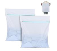 OTraki 2 Piezas Bolsa de Lavadora Malla 50x60cm Bolsas para Lavadora con Cremallera Metálica, Red de Lavado para Ropa Delicada, Sujetador, Viaje, Blusa, Calcetines, Ropa Interior, Abrigo (Blanco)