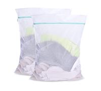 OTraki Bolsa Colada Red Lavadora Grande para Hogar y Hotel con Cremallera de Metal Azul, Saco Lavadora Lavandería para Ropas Delicadas, Abrigo, Vestido, Prendas de Cama, Blanco (60 x 80 cm 2PCS)