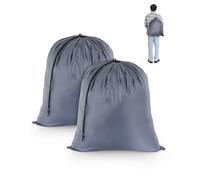 OTraki Bolsa de Lavanderia 2 pcs Bolsa de Sucia Viaje Plegable y Portátil Bolsa de Colada con Cordón Organizador Ropa Sucia Cesto de Ropa Sucia para Hogar Viaje Dormitorio 50 x 60cm Gris