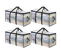 OTraki Bolsas Almacenaje, Bolsas Mudanza, Cajas Mudanza Grandes, 4 Unidades con Ventana Transparente y Asas Reforzadas para Guardar Ropa de Cama, Ropa o Juguetes, 73x35x37 cm