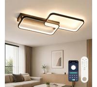 OTREN Lámpara de Techo LED Regulable Moderno 61cm 40W 4000lm, 3000K-6500K con Mando a Distancia, Plafón LED Negro con Memoria y Luz Nocturna para Salón, Dormitorio, Cocina y Comedor