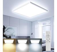 OTREN Plafón LED Techo Regulable, 3000-6500K Lamparas de Techo con Mando a Distáncia, IP44 Luz Led Moderna para Dormitorio Baño Cocina Sala de Estar, Cuadrada, 30CM, Blanco