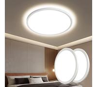 OTREN Plafon Luz LED Techo 28W, Ø30CM Lampara Downlight Panel Superficie 4000K, Plafones Modernas Redondo IP44 para Baño Pasillo Balcón Cocina Dormitorio Pared - 2PCS