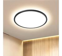 OTREN Plafon Luz LED Techo 36W, Ø30CM Lampara Downlight Panel Superficie 3000K, Plafones Redondo Modernas 3240LM IP44 para Salón Oficina Cocina Dormitorio Baño Pared, Negro