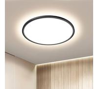 OTREN Plafon Luz LED Techo 36W, Ø30CM Lampara Downlight Panel Superficie 4000K, Plafones Redondo Modernas 3240LM IP44 para Salón Oficina Cocina Dormitorio Baño Pared, Negro