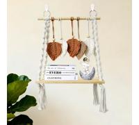Otros accesorios para el hogar: Estante de pared, 40 cm, decoración de pared, adorno bohemio de macramé, tejido a mano con flecos y hojas, ideal para estantes de baño