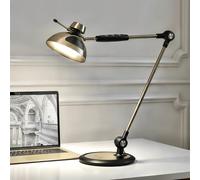 OTUS Lámpara de escritorio LED regulable con control de gestos, lámpara de escritorio retro, 3 modos de color, 12 niveles de brillo y brazo flexible de metal, lámpara de mesa LED y luz de trabajo para