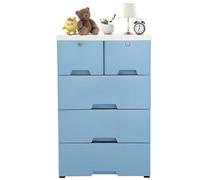 OUBUBY Cómoda de almacenamiento, armario de noche, mesita de noche con 6 cajones, torre de cajones, independiente, armario de baño, armario de noche, armario con 4 ruedas, color azul