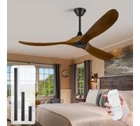 OUENGK Ventilador de Techo de Madera Sin Luz, 178 cm Ventilador de Techo Moderno con Mando a Distancia, Motor DC Reversible Silencioso, para patios al aire libre Dormitorio, 6 Velocidades y 8H Timing