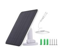 OUGETHER Panel solar para cámara de seguridad, panel solar USB de 5 W para cámara de batería recargable de 5 V CC para exteriores, paneles solares con puerto micro USB y USB-C, montaje ajustable
