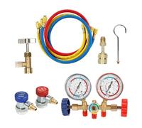 OUHFCASN Herramienta de diagnóstico y Carga HVAC, medidor de colector de CA de 3 vías for refrigerantes R12 R22 R404A R134A con Acoplamiento rápido Ajustable Detección en Tiempo Real(Set B)