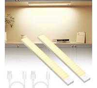 OUILA Lámpara de cocina LED para debajo de los muebles, 2 unidades, 32 cm, iluminación para armario, recargable por USB, lámpara magnética, inalámbrica, con detector de movimiento para dormitorio
