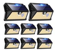 OUILA Luces Solares LED Exterior 8 Paquete, 185 LED/3 Modos Con Sensor de Movimiento, IP65 Impermeable para Jardín, Garaje (Blanco Cálido)