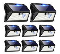 OUILA Luces Solares LED Exterior 8 Paquetes, 185 LED/3 Modos con Sensor de Movimiento, IP65 Impermeable para Jardín, Garaje (Blanco Frío)