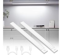 OUILA Luz LED Armario con Sensor de Movimiento, 2500mAh USB Recargable Luz LED Adhesiva 84 LEDs 4 Modos 43CM Luz Nocturna Magnética Luces para Armario, Gabinete, Pasillo, Escaleras, Cocina, 2 Piezas