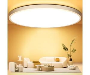 OUILA Plafón Led Ø50cm, 48W 4800lm 3000K Lampara Techo Calida Redondo IP44 Moderna Dormitorio Comedor Cocina Baño Sala
