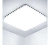 OUILA Plafon LED Techo, 20W 2000LM 6500K, IP44 Blanco Frío Cuadrado Ultra Delgado Luz LED Techo Para Salon Baño Balcón Dormitorio Pasillo Cocina