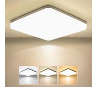 OUILA Plafon LED Techo 24W, 2400LM Lamparas de Techo, 3000K/4000K/6500K Seleccionable, IP44 Blanco Natural Cuadrado Ultra Delgado Luz LED Techo Para Salon Baño Balcón Dormitorio Pasillo Cocina